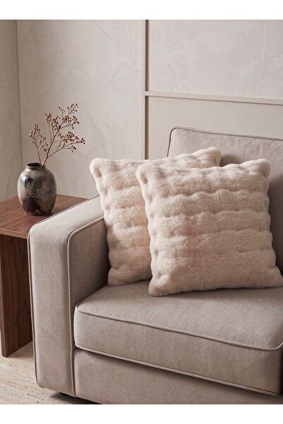 Mariesse Home 2-Pack Bubble Rabbit Fur Fabric Pillow Ultra Soft Plush Decorat...