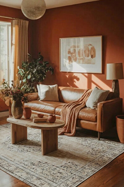 Loop Rugs Krem El Dokuması Vintage Salon Halısı - Eskitme Organik Yün Pamuk T...