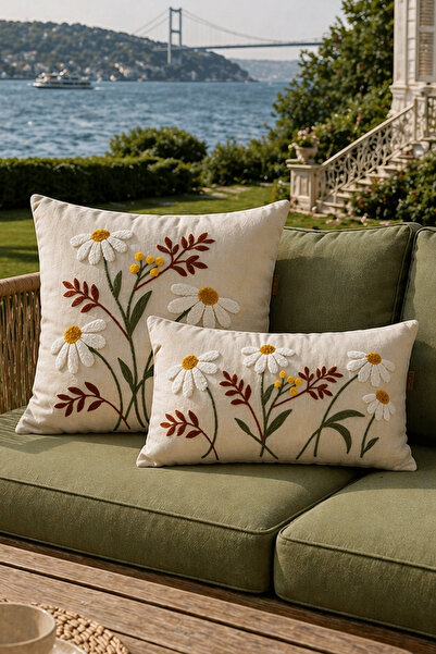 Decomia Home Μοντέρνο κάλυμμα μαξιλαριού από λινό με κέντημα τούφινγκ, διακοσ...