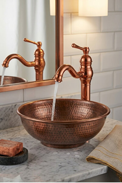 parkbanyo Çanak Rustik Lavabo Bataryası PVD Rose (Uzun)