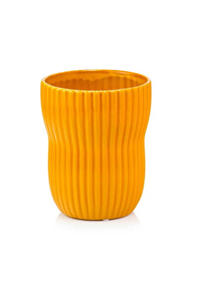 Floraria Tria's Ghiveci ceramica cu linii- Barcelona - Mustar