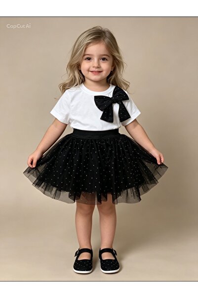 Size Kids Shimmering Bow Detail Girls' Tulle Skirted Elegance Set, We Recomme...