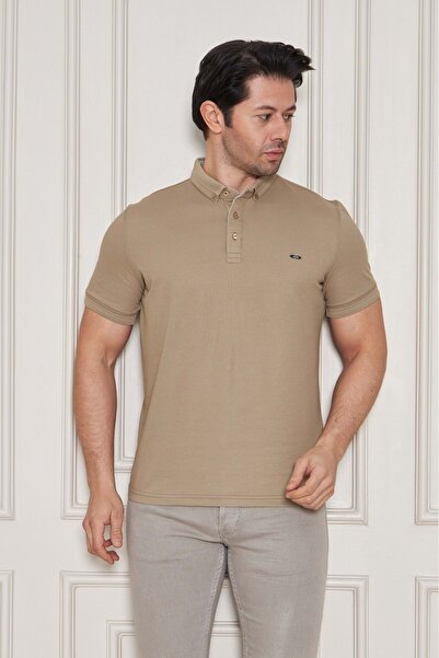 JEUSS JEUS ERKEK PİKE LACOSTE KUMAŞ YAKALI TSHİRT Toprak
