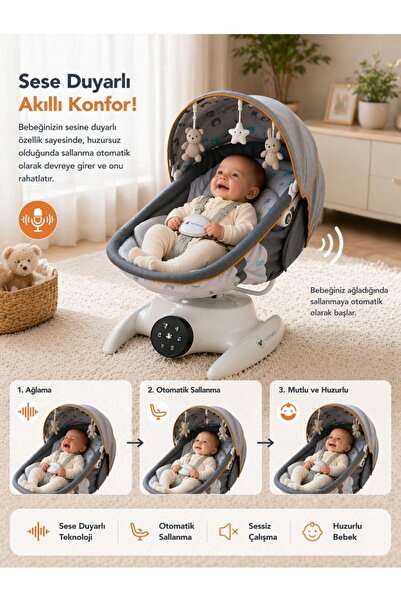 modabebekler Yeni doğana Uygun Otomatik Sallanabilir Hareket Sensörlü Kumanda...