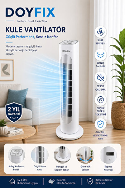 DOYFİX YENİ NESİL KULE TİPİ VANTİLATÖR 45 W