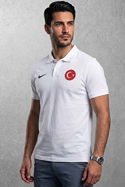 Nike Turkey National Team Men's Polo Collar White/Black Men's T-Shirt - Natio...
