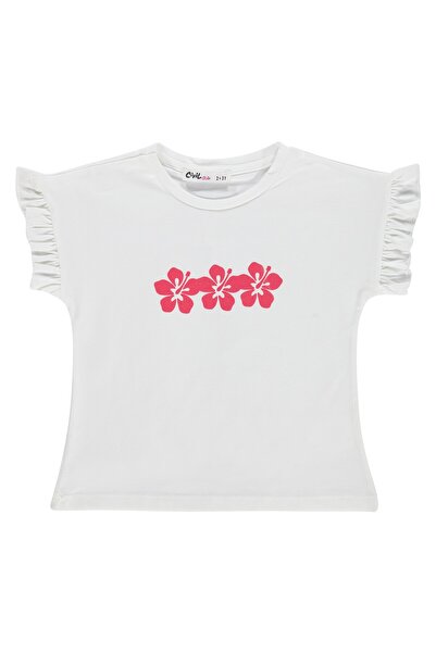 Civil Girls Μπλουζάκι με βολάν στα μανίκια για 2-5 ετών - Υπόλευκο