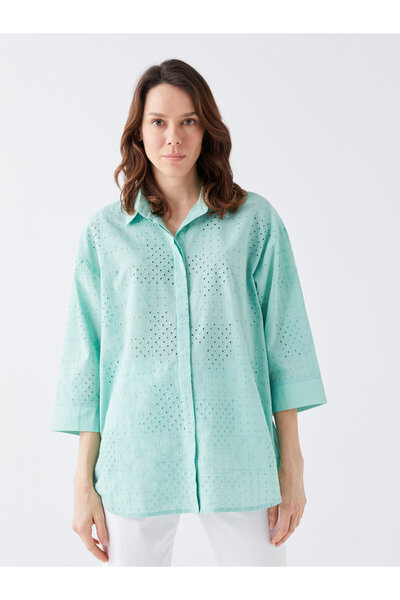 LC Waikiki Self Patterned Oversize Broderie Women's Shirt