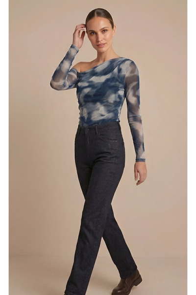 BLOUSE Doğal Tonlar Düşük Omuz Şık Bluz