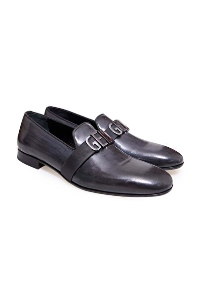 FRANCO CALVANI Gray Color Laceless Genuine Leather Men's Shoes