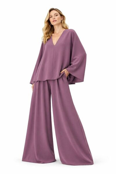 UNTIMELY A-Line Loose Blouse & Wide-Leg Pants Top & Bottom Set