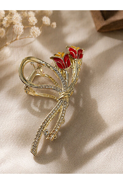 BERF JEWELLERY Rose Detailed Gold Clasp Buckle