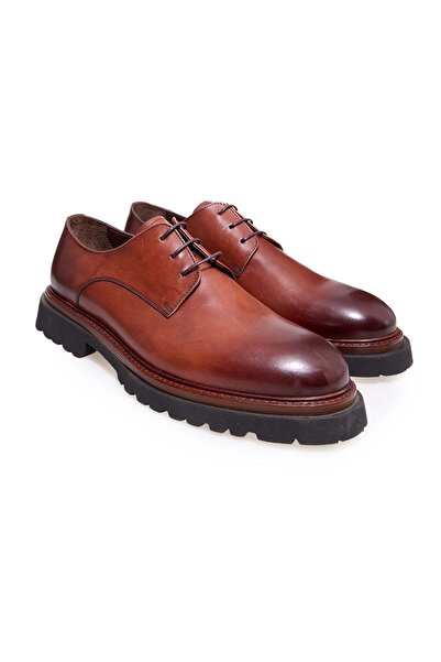 FRANCO CALVANI Brown Lace-Up Genuine Leather Men's Shoes