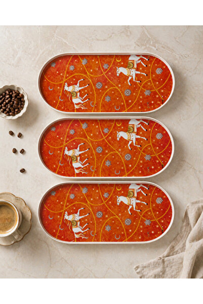 AC AMİSOS 3-Piece Sicillia Collection Oval Coffee Presentation Tray Set