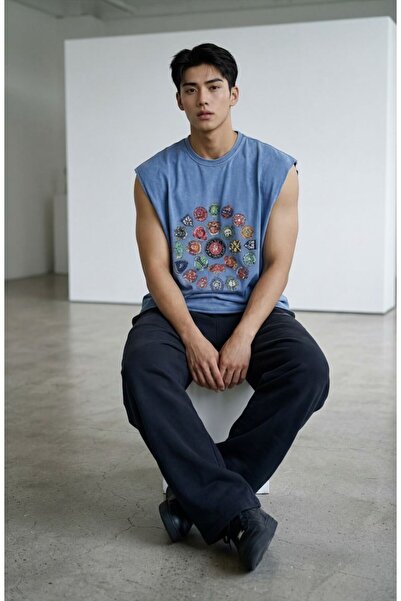 SOWACO Urban Print Oversize Sleeveless Men's T-Shirt