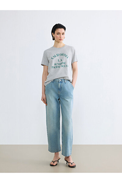 LC Waikiki Vizyon New Season High Waist Carrot Fit Women's Pleated Jean Trousers