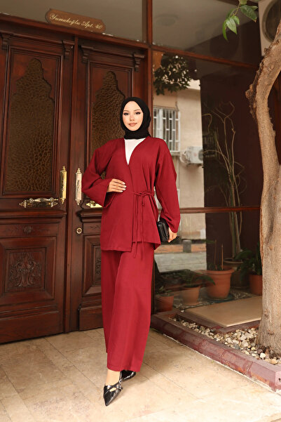 TATULA Casual Double Suit with Tie Detail