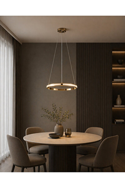 HAMER Ultra Modern Gold Round Pendant Lamp - 3 Light Colors - 30W - 40cm