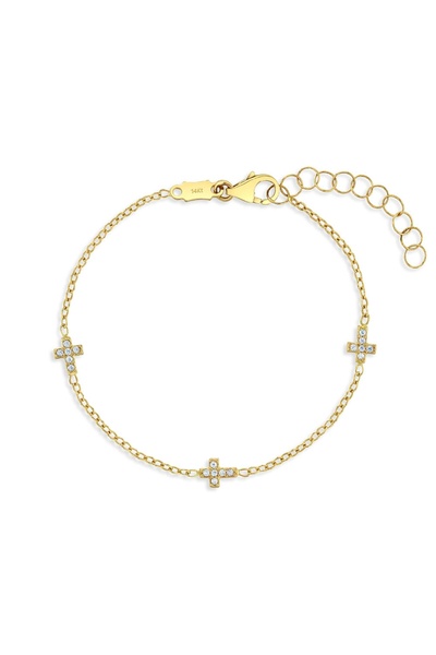 BEBEGOLD Βραχιόλι από χρυσό 14Κ για βρέφη και παιδιά με λεπτεπίλεπτα σταυρά κ...