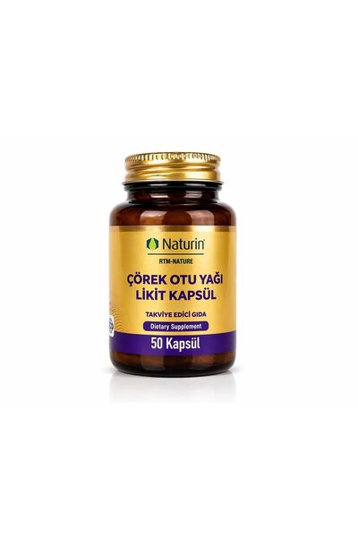 NATURİN ÇÖREK OTU YAĞI LİKİT KAPSÜL TAKVİYE EDİCİ GIDA (50 KAPSÜL)