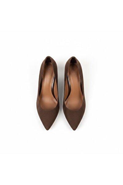 NE&VE SHOES Καφέ σουέντ γυναικείο στιλέτο με χοντρό τακούνι