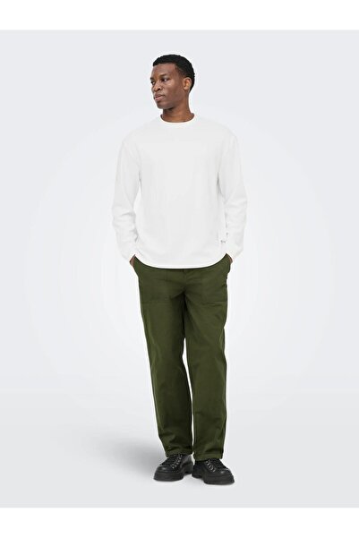 Only & Sons تي شيرت Onscaspian Airlfex Rlx LS Tee Noos للرجال باللون الأبيض (...