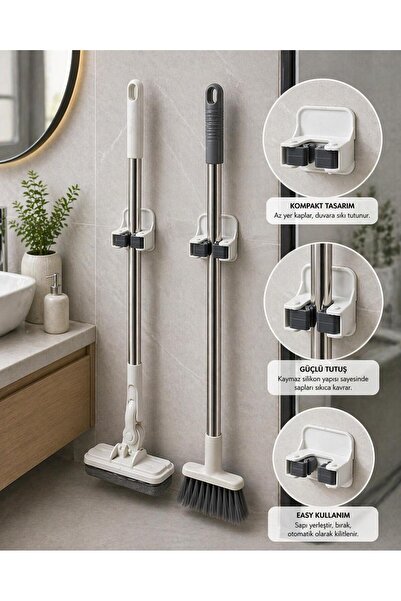 2Pcs Mop Holder Brush Handle Holder Magic Holder Practical Wall Hanger Bracket