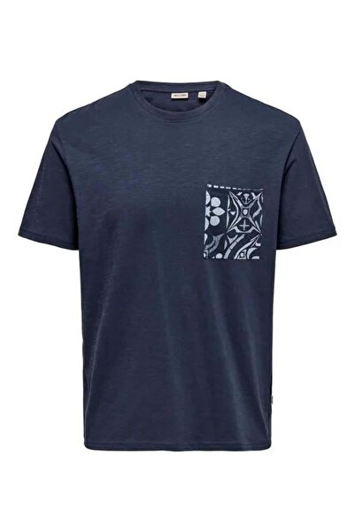 Only & Sons Onsperry Lıfe Reg Leaf Ss Pockettee Ανδρικό T-Shirt σε Σκούρο Μπλ...
