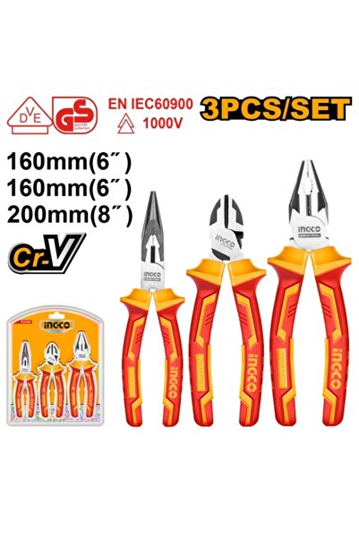 Ingco Σετ Μονωμένων Πενσών με Μονωμένες Λαβές 3 τεμαχίων HIKPS 28318