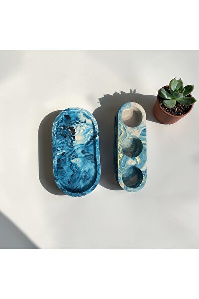 selinin_atölyesi 2'li tealight mumluk ve takı tabağı seti