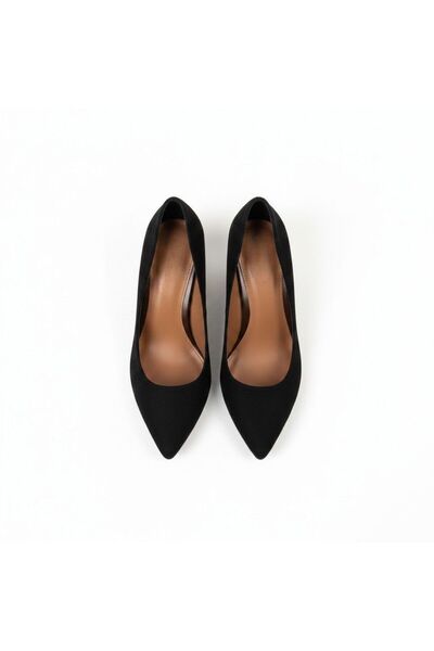 NE&VE SHOES Μαύρο σουέτ γυναικείο στιλέτο με χοντρό τακούνι