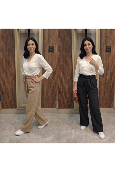 Bala Giyim Σετ 2 τεμαχίων από ακατέργαστο λινό γυναικείο παντελόνι πεζοπορίας...