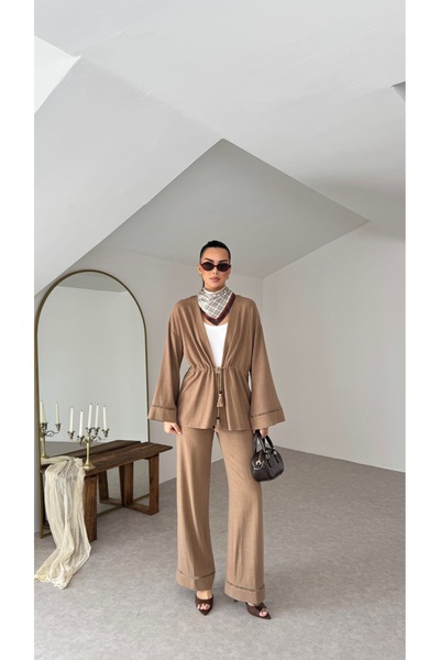 lovelondon Σετ λινό με δέσιμο με φούντες