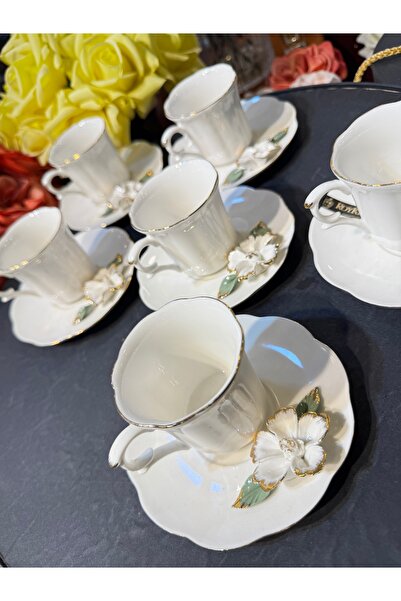 hediye ESTERHOMEDECOR 6 Kişilik porselen kahve fincan takımı