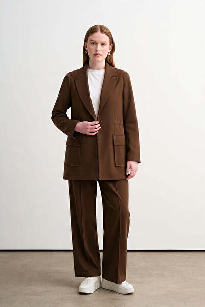 Moodbasic Belied Waisted Knitted Jacket Suit