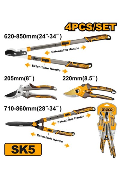 Ingco HLT 93401 Σετ Κλαδευτηριών 4 τεμαχίων