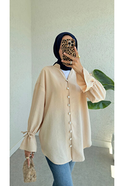 TATULA Tie-Back Sleeve and Relaxed Fit Shirt