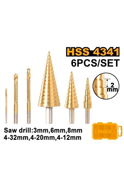 Ingco Σετ Κωνικών Τρυπανιών 6 τεμαχίων AKSDS 2061