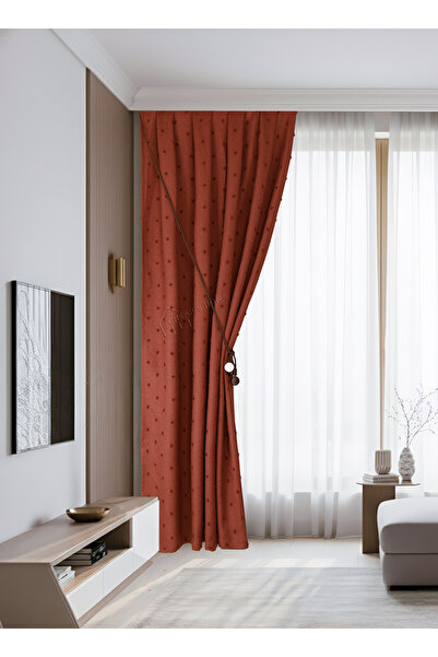cheap's home Ponponlu Kabartma Dokulu Modern Keten Fon Perde - Seyrek Pileli ...