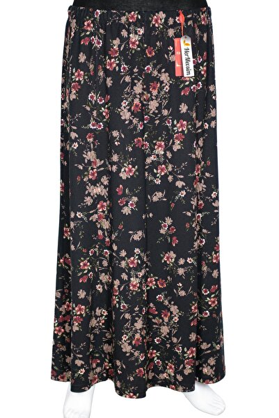 HESNA Γυναικεία Betül 8 τεμαχίων ελαστική μαύρη φούστα χωρίς επένδυση με σχέδ...