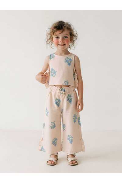 TUFY Girl's 100% Cotton 2-Piece Set with Floral Pattern, Summer Anti-Sweat, C...