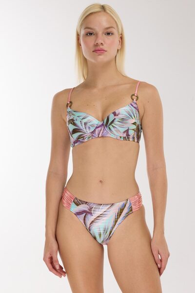 AYYILDIZ 5609 Mavi Pembe Balkonet Bikini Takımı
