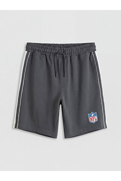 LC Waikiki Anthracite Standard Fit Nfl Printed Men's Shorts