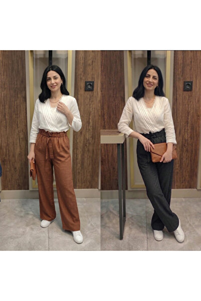 Bala Giyim Σετ 2 τεμαχίων από ακατέργαστο λινό γυναικείο παντελόνι πεζοπορίας...