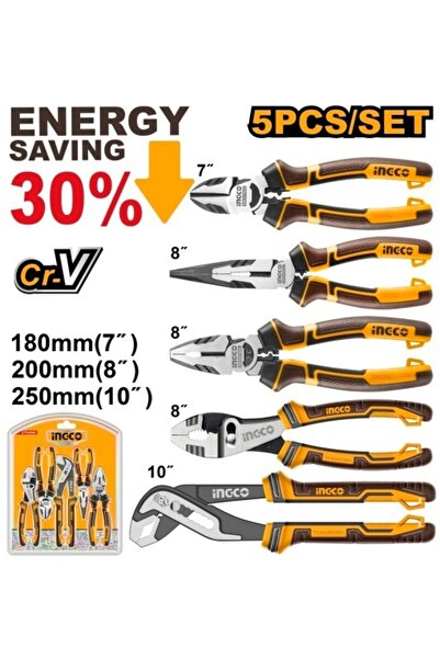 Ingco Σετ πένσες με λαστιχένια λαβή 5 τεμαχίων HKPS 28588