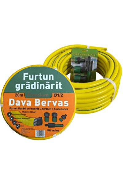 Bervas Σωλήνας PVC με κίτρινη ενίσχυση 20 μ. 3/4 + 5 αξεσουάρ