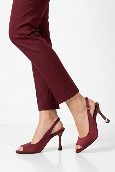 AYAKMOD Βουργουνδί χρώματος λεπτοτάκουνα γυναικεία βραδινά παπούτσια φόρεμα 6...