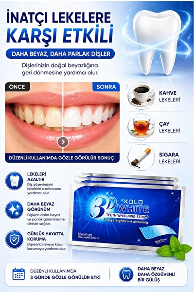 xolo 3D White 5 Adet Diş Beyazlatma Bandı Diş Beyazlatma Şeritleri Whitestrips Effects