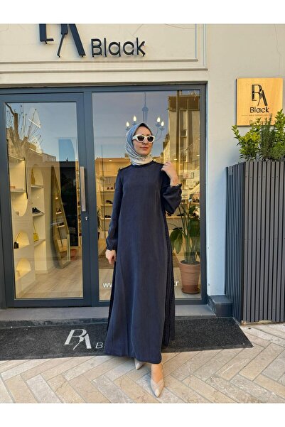 MissWhence 39833 Kuşaklı Kadın Elbise Lacivert