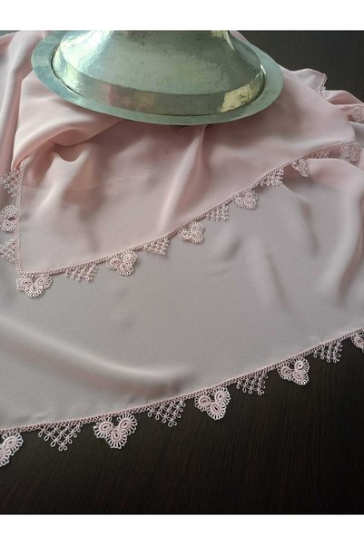 İyisini İstersen Handmade with Hand-Embellished Details and Needle-Embroidered Powder Pink Color Crepe Mevlüt Head Cover